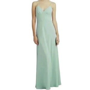 NWT J. Crew Dusty Shale Aubrey Crepe Pale Green Bridesmaid Prom Dress Size 14